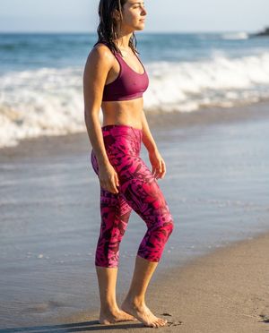 Hot Pink Honua Poni swim & gym capri leggings