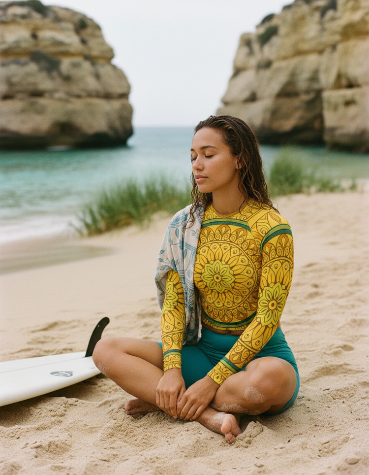 Women's Yellow Karma women's short-sleeve rashguards