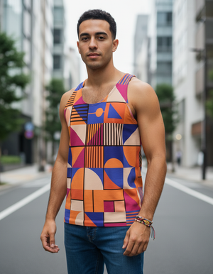 Men's Citrus Orange Futurist men's tank tops