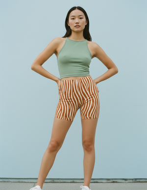 Muskmelon Stripes women's short shorts