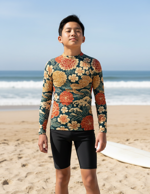 Coral Edo Youth Rash Guard Youth Rash Guard — Dripper