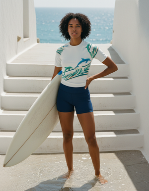 Women's Lagoon Festival White Pod women's short-sleeve rashguards