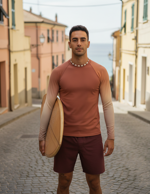 Men's Burnt Sienna Prism men's rashguards