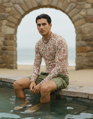 Burnt Sienna Echo Rash Guard Men's Rashguard — Dripper