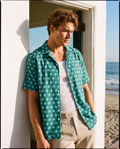 Transformative Teal Sage Polka Hawaiian Shirt