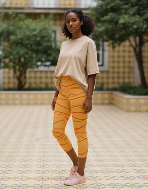 Citrus Orange Aqua capri yoga leggings