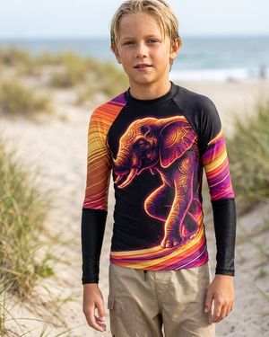 Boys Neon Elephant Surfer boys rashguards