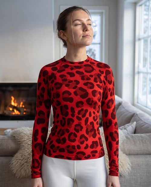Fiery Red Feline Base Layer Women's Rashguard — Lolekai