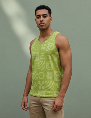 Men's Lime Fleur tank tops