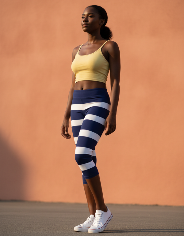 Nautical Stripe Capri Leggings capri leggings