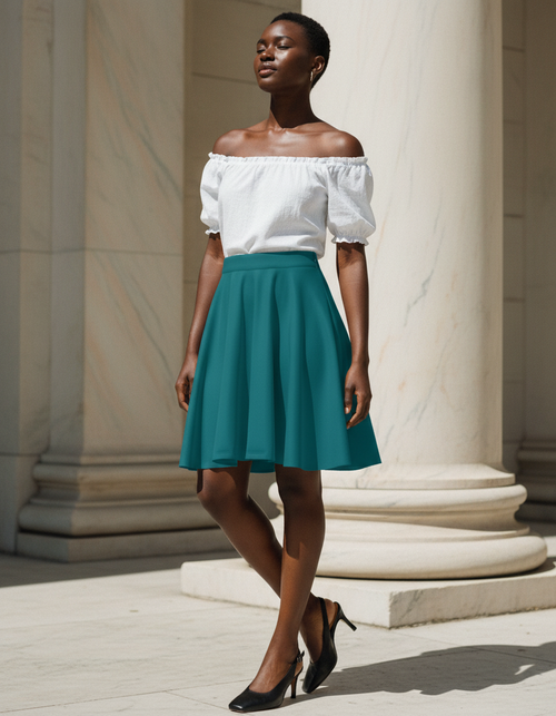 Peacock Blue Skater Skirt