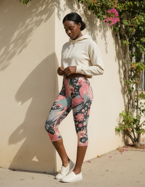 Millennial Pink Ember Leggings Capri Leggings — Dripper