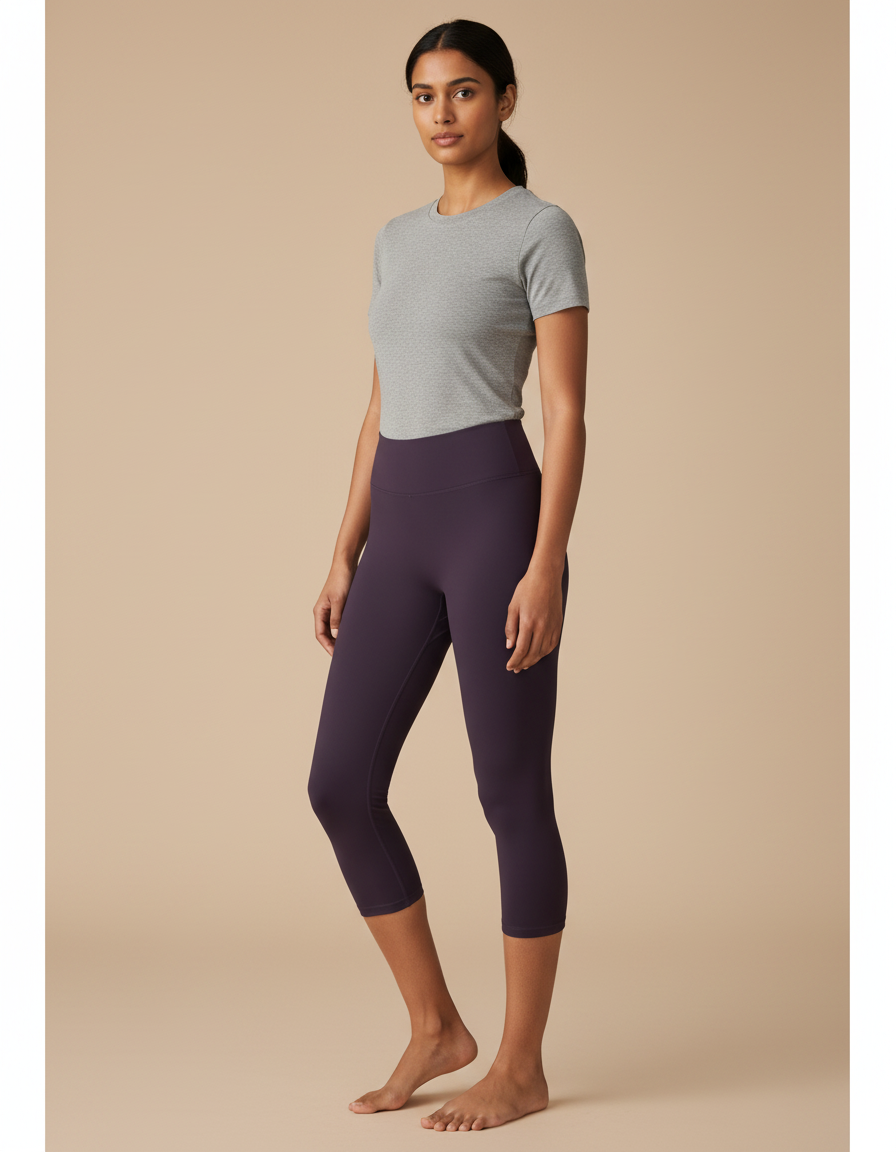 Capri-Yoga Leggings in Eggplant