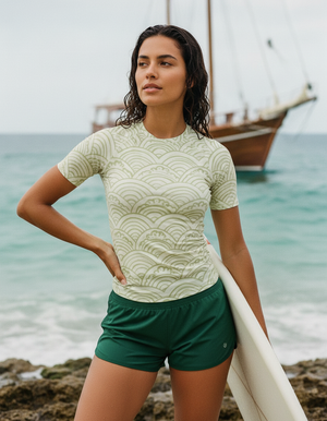 Women's Runway Chartreuse Aoi women's short-sleeve rashguards