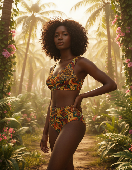 Woven high-waisted bikinis