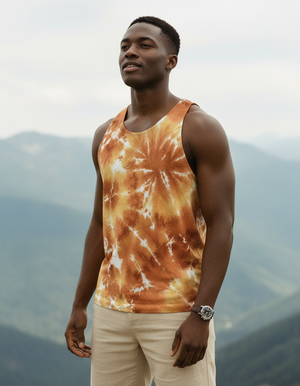 Men's Citrus Orange Nebula tank tops