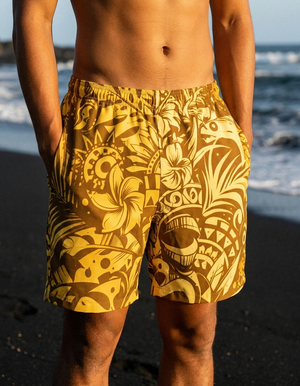 Yellow Honua Lehua men's swim trunks