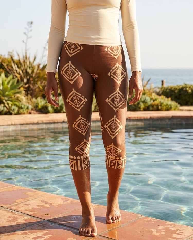 Espresso / Cream Kapa Tapa swim & gym capri leggings