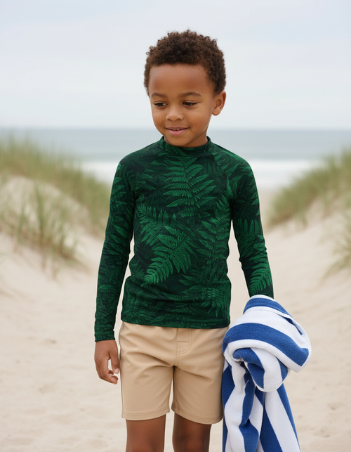 Boys Runway Emerald Emerald Rash Guard Kids Rash Guard — Lolekai