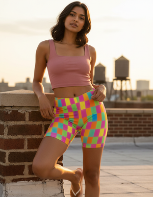 Checkerboard Bikinis short shorts