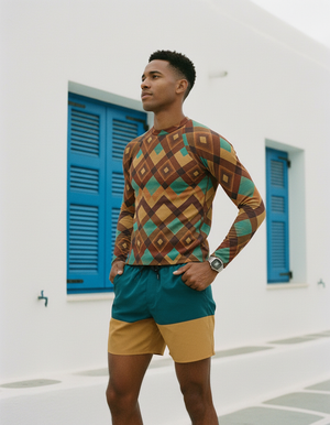 Coffee Bean Horizon Rash Guard Men's Rashguard — Dripper