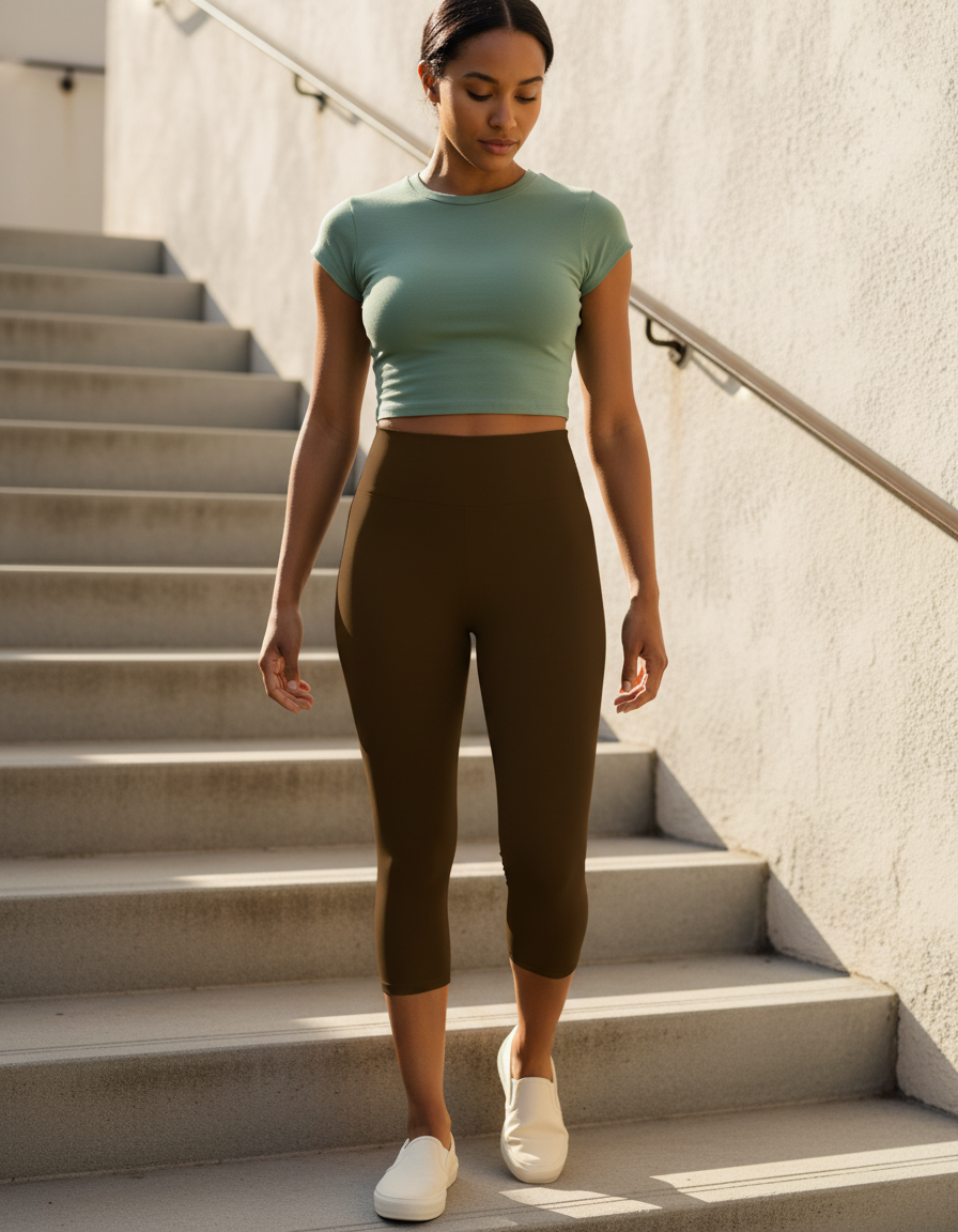Capri-Yoga Leggings in Chocolate