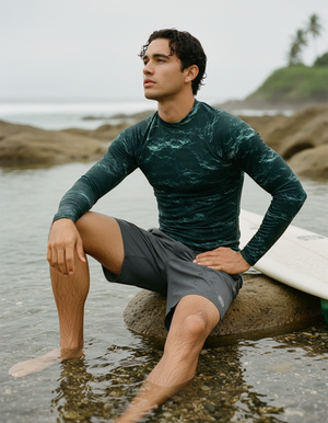 Turquoise Eclipse Rash Guard Men's Rashguard — Lolekai