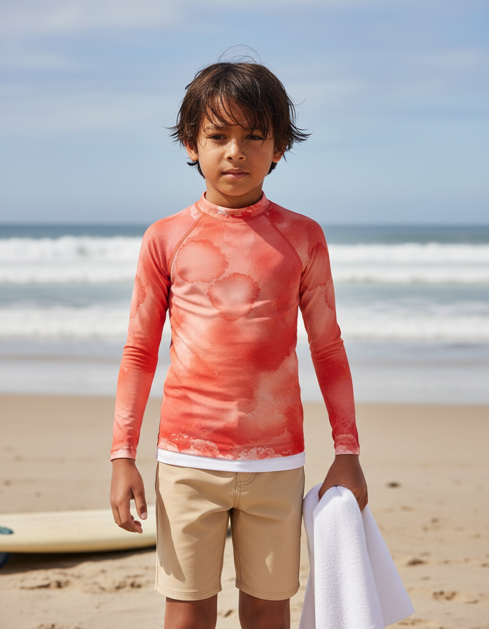 Rashguard — Kids Fiery Red Mosaic