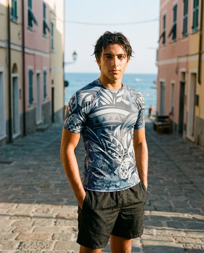 Rashguard — Men's Blue Aura Mana Lehua