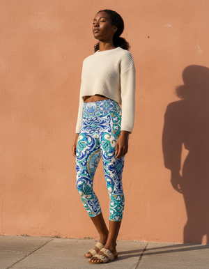 Cerulean Capri Yoga Leggings Capri Yoga Leggings — Dripper
