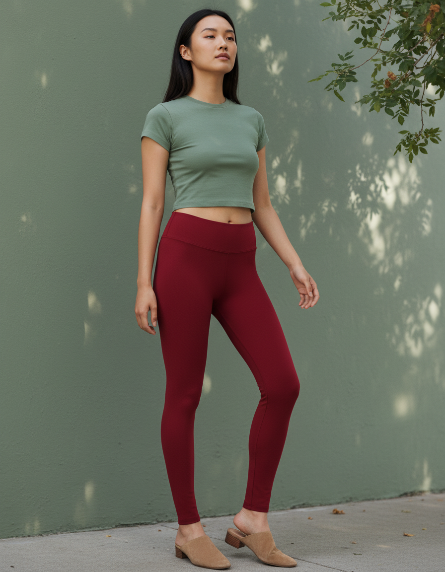 Full-Length Leggings in Ruby