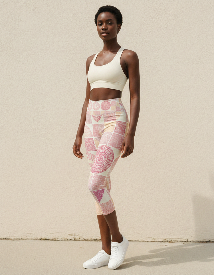 Women's Mosaic Tile Yoga Capri Leggings