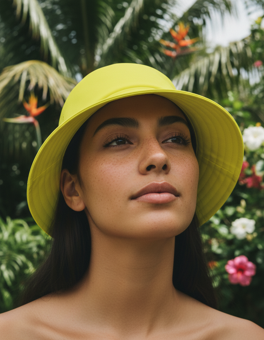 Bucket hat in Laser Lemon