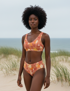 Burnt Sienna Vivid High-Waisted Bikini High-Waisted Bikini — Dripper