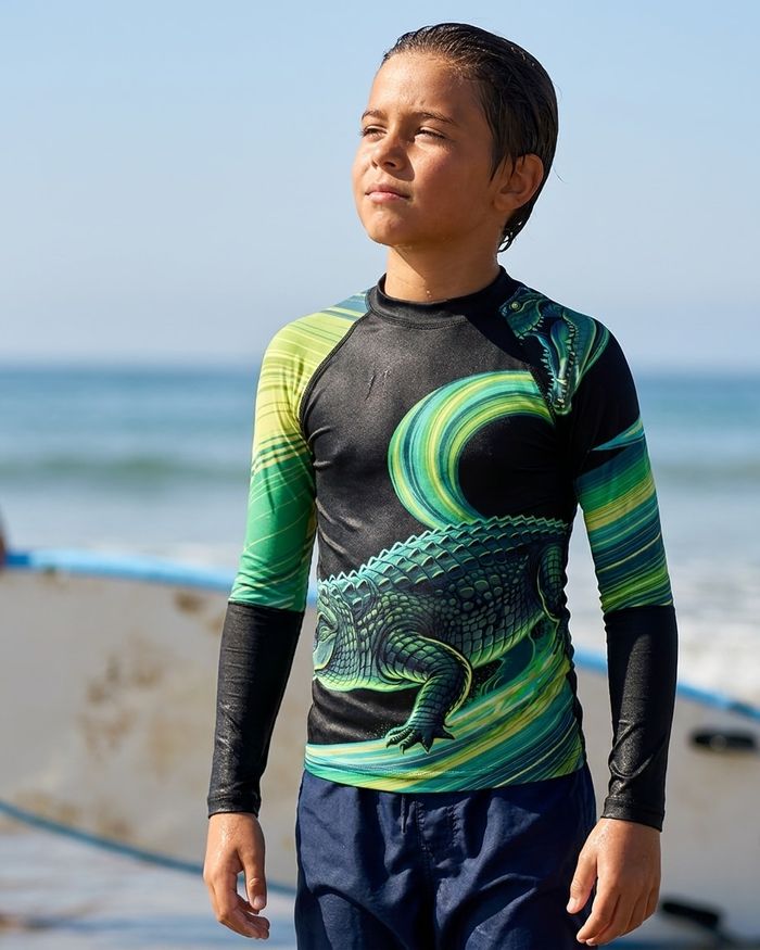 Rashguard — Boys Neon Croc Surfer