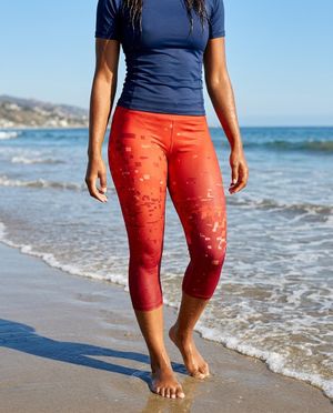 Fiery Red Pulse swim & gym capri leggings