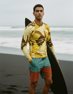 Men's Yellow Elysium men's short-sleeve rashguards