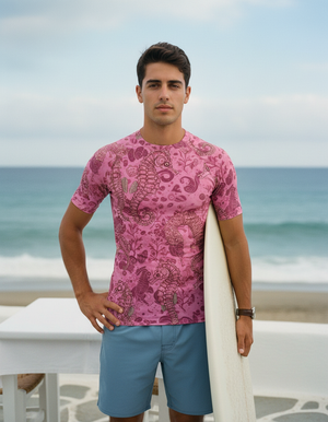 Neon Pink Triton Rash Guard Men's Rashguard — Lolekai