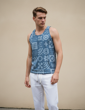 Men's Blue Aura Fleur tank tops