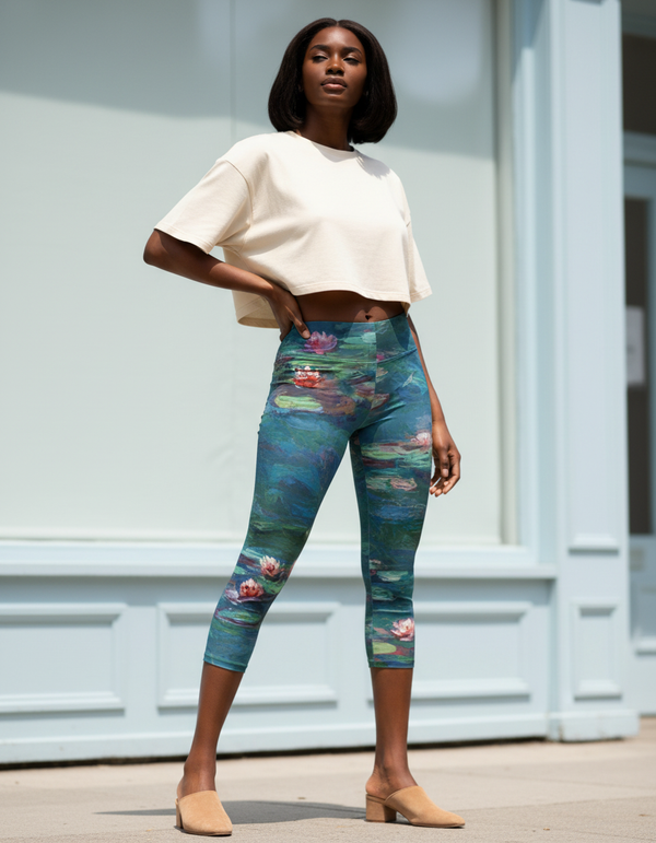 Monet Water Lilies Capri Leggings capri leggings