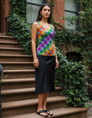 Women's Citrus Orange Prism tank tops