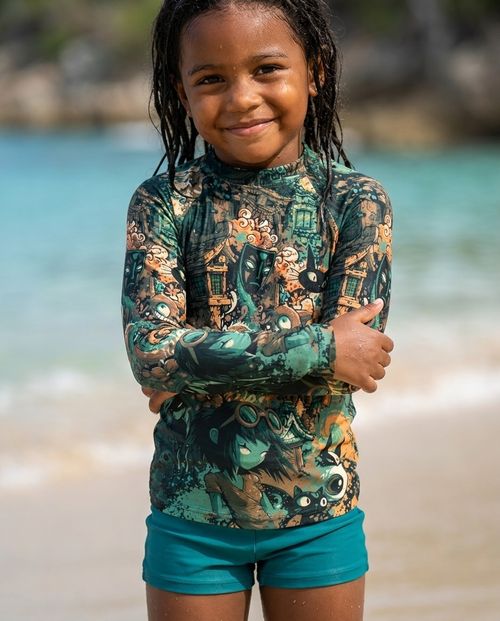 Kids Sycamore Bakeneko Rash Guard Kids Rash Guard — Lolekai