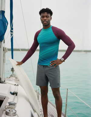 Men's Transformative Teal Ripple men's short-sleeve rashguards