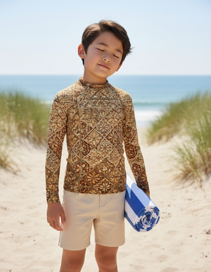 Coffee Bean Zellige Kids Rash Guard Kids Rash Guard — Dripper