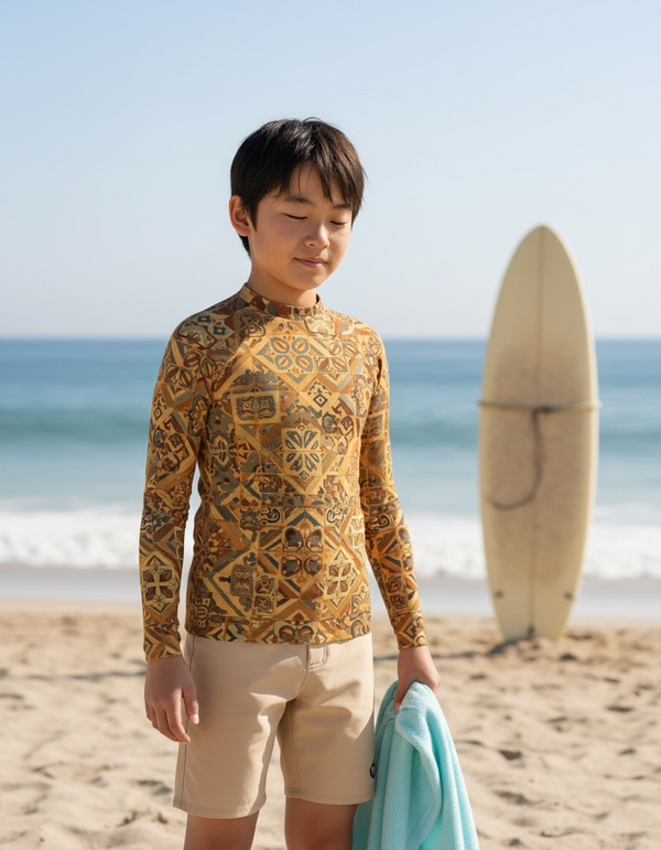 Geometric Azulejo Rash Guard rashguards