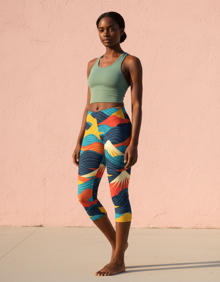 Women's Japanese Ukiyo-e Capri Leggings
