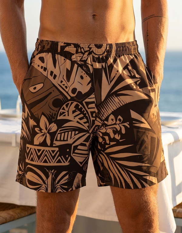 Men's Swim Trunks in Coffee Bean Lani Lehua