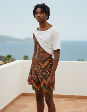 Citrus Orange Woven men's swim trunks