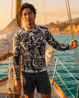 Men's White Onyx Nalu Uli men's rashguards