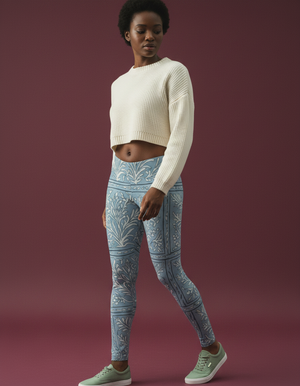 Blue Aura Kalam full-length leggings